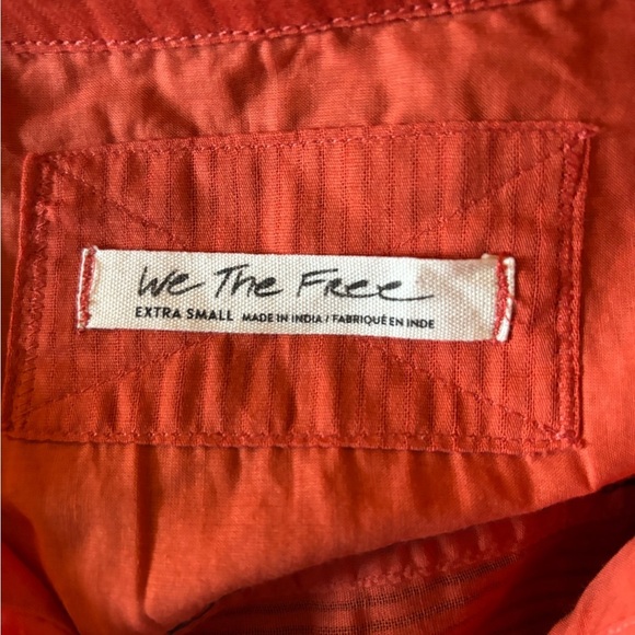 NWT Free People Black Tie Tux Shirt / Tiger Red - Picture 11 of 15